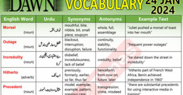 Daily DAWN News Vocabulary with Urdu Meaning (24 Jan 2024)