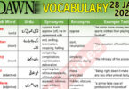 Daily DAWN News Vocabulary with Urdu Meaning (28 Jan 2024)