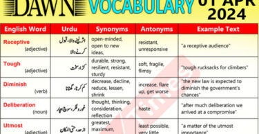 Daily DAWN News Vocabulary with Urdu Meaning (01 Apr 2024)