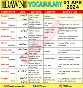 Daily DAWN News Vocabulary with Urdu Meaning (01 Apr 2024)