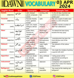 Daily DAWN News Vocabulary with Urdu Meaning (03 Apr 2024)