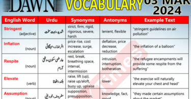 Daily DAWN News Vocabulary with Urdu Meaning (03 Mar 2024)