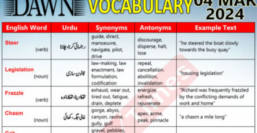 Daily DAWN News Vocabulary with Urdu Meaning (04 Mar 2024)