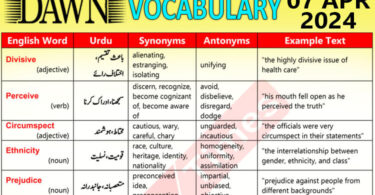 Daily DAWN News Vocabulary with Urdu Meaning (07 Apr 2024)