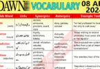 Daily DAWN News Vocabulary with Urdu Meaning (08 Apr 2024)