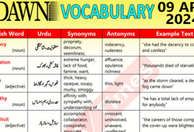 Daily DAWN News Vocabulary with Urdu Meaning (09 Apr 2024)