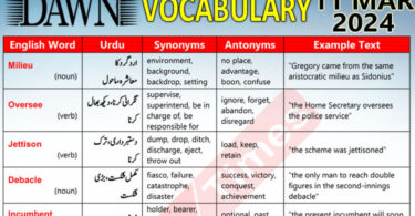 Daily DAWN News Vocabulary with Urdu Meaning (11 Mar 2024)