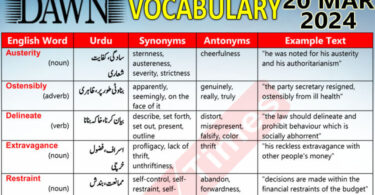 Daily DAWN News Vocabulary with Urdu Meaning (20 Mar 2024)