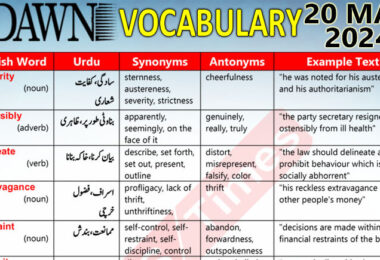 Daily DAWN News Vocabulary with Urdu Meaning (20 Mar 2024)