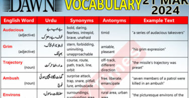 Daily DAWN News Vocabulary with Urdu Meaning (21 Mar 2024)