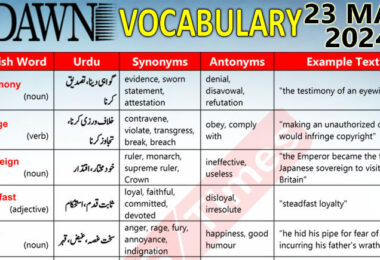 Daily DAWN News Vocabulary with Urdu Meaning (23 Mar 2024)