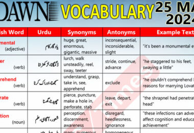 Daily DAWN News Vocabulary with Urdu Meaning (25 Mar 2024)