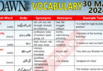 Daily DAWN News Vocabulary with Urdu Meaning (30 Mar 2024)