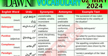 Daily DAWN News Vocabulary with Urdu Meaning (02 May 2024)