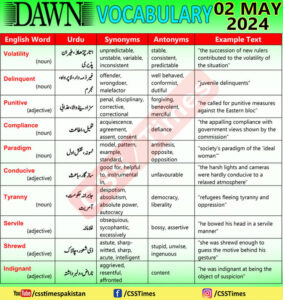 Daily DAWN News Vocabulary with Urdu Meaning (02 May 2024)