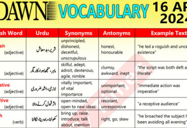 Daily DAWN News Vocabulary with Urdu Meaning (16 Apr 2024)