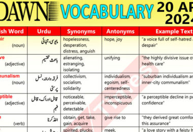 Daily DAWN News Vocabulary with Urdu Meaning (20 Apr 2024)