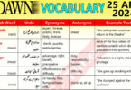 Daily DAWN News Vocabulary with Urdu Meaning (25 Apr 2024)
