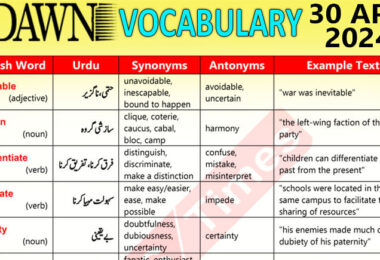 Daily DAWN News Vocabulary with Urdu Meaning (30 Apr 2024)