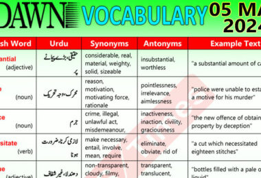 Daily DAWN News Vocabulary with Urdu Meaning (05 May 2024)
