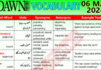 Daily DAWN News Vocabulary with Urdu Meaning (06 May 2024)